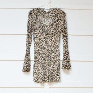 VICTORIA'S SECRET Leopard Print Bell Sleeve Tunic Shirt Mini Dress | Size S